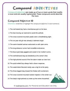 Underline the Compound Adjectives Activity