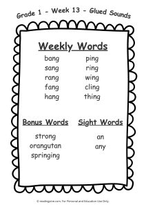 Week 13 Spelling List for First Grade