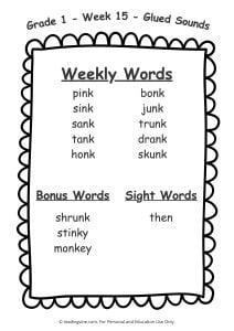 First grade Week 15 Spelling Words