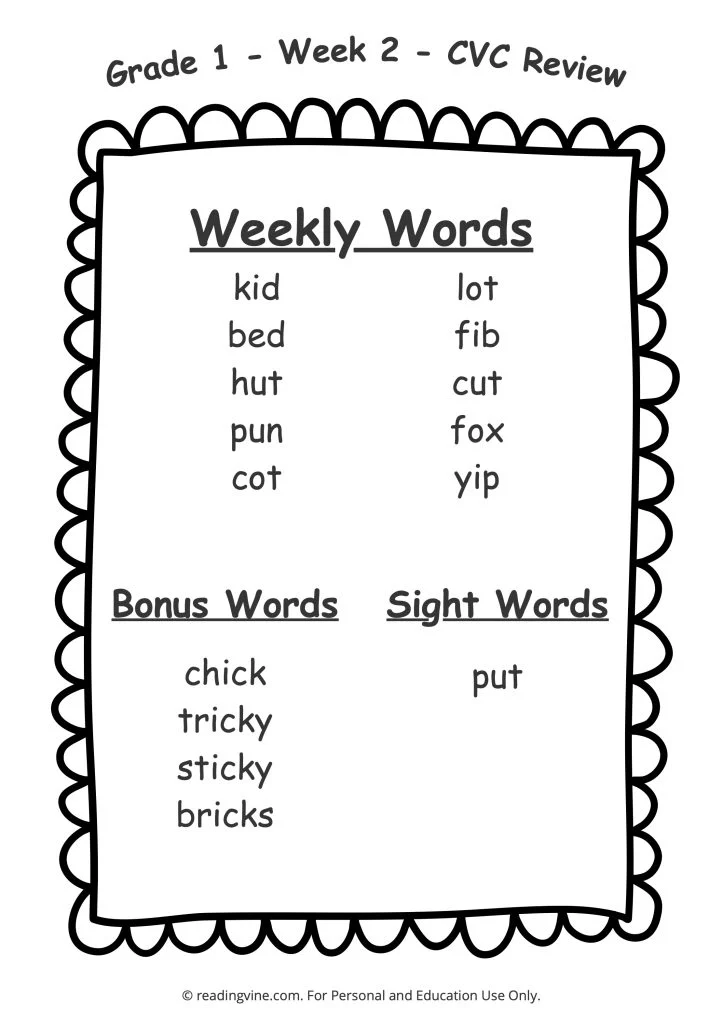 Week 2 Spelling List