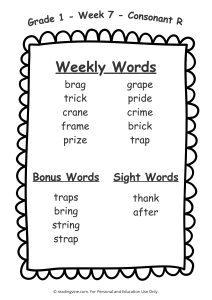 1st Grade Spelling Words Week 7 image