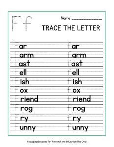 Trace the Beginning Letter F Activity