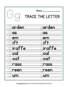 Trace the Beginning Letter G Activity