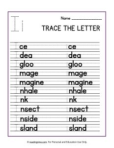 Trace the Beginning Letter I Activity