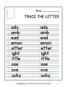 Trace the Beginning Letter L Activity