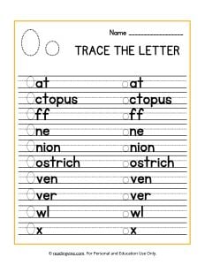 Trace the Beginning Letter O Activity