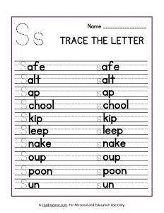 Trace the Beginning Letter S Activity
