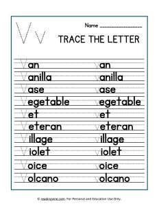 Trace the Beginning Letter V Activity