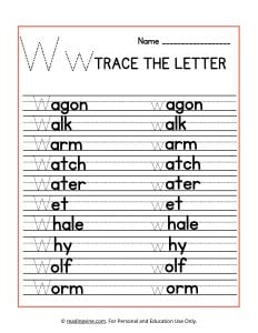Trace the Beginning Letter W Activity