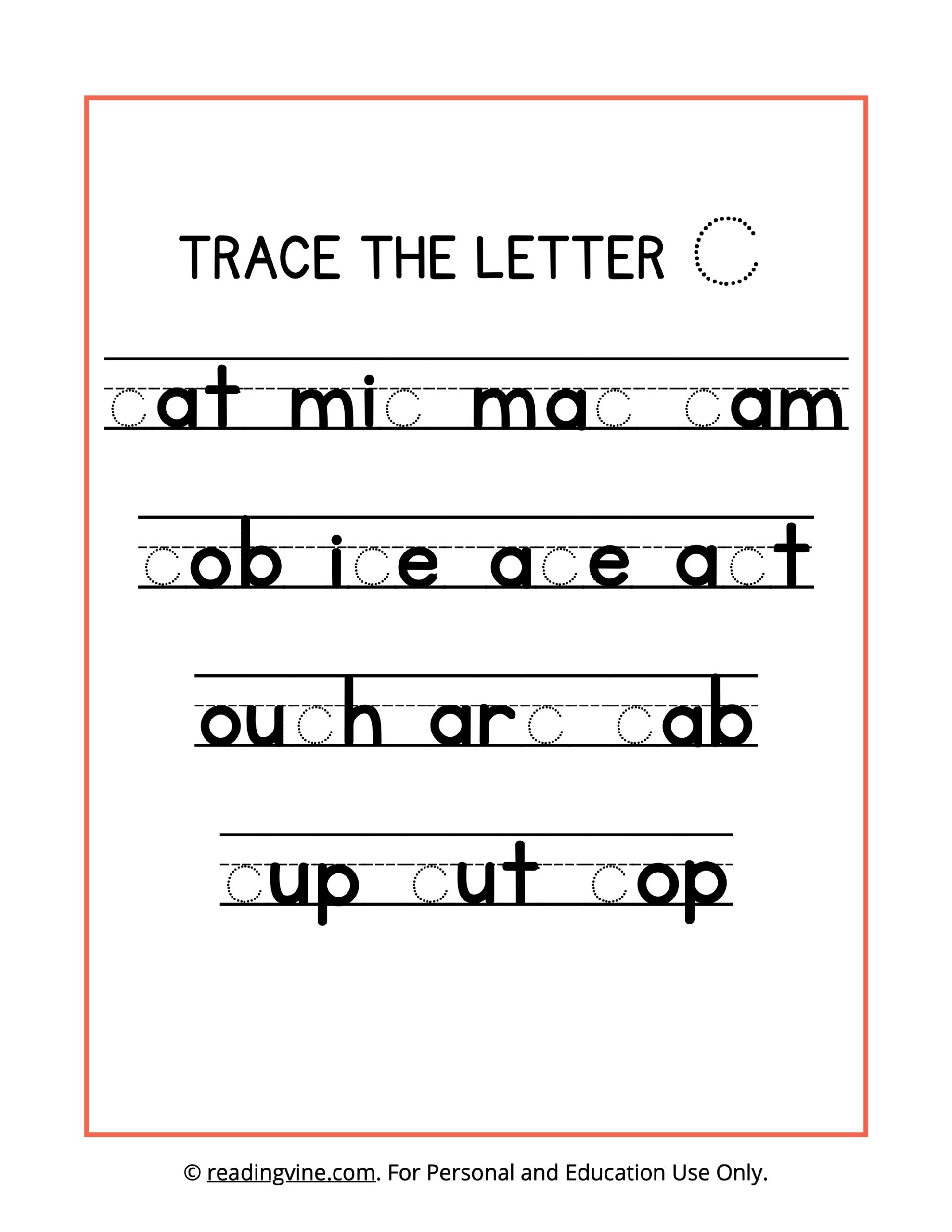 Trace the Letter C Worksheet