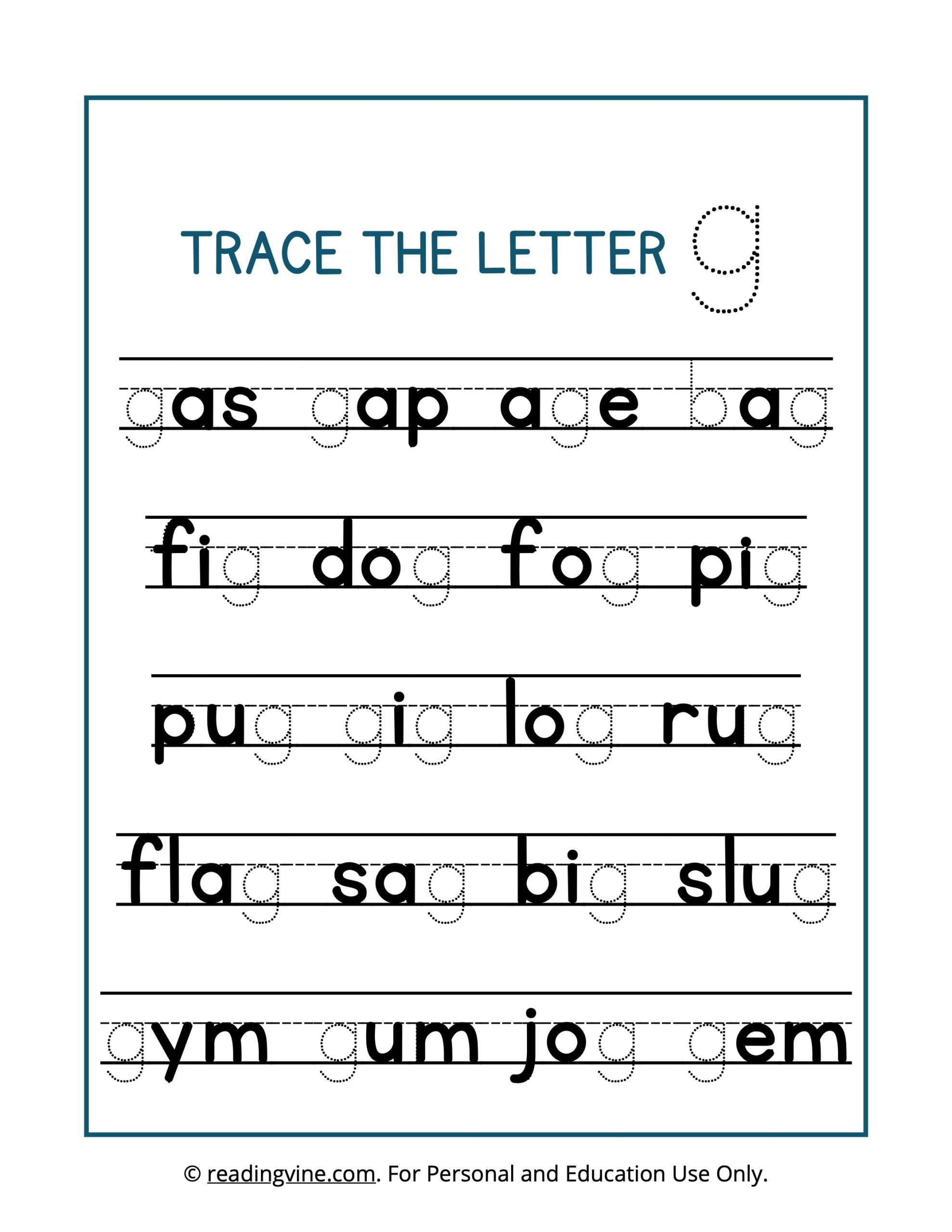 Trace the Letter G Worksheet