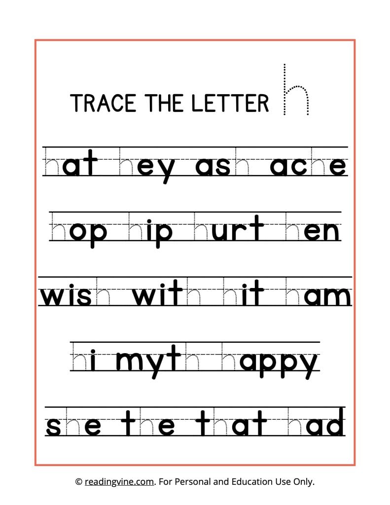 Trace the Letter H Printable Activity