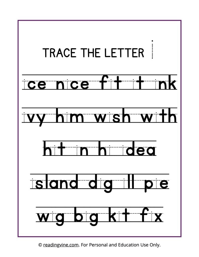Printable Trace the Letter I Activity
