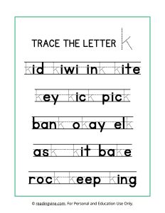 Trace the Letter K Worksheet