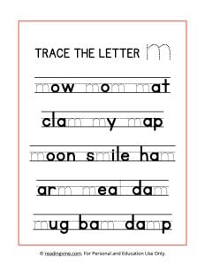 Trace the Letter M Worksheet