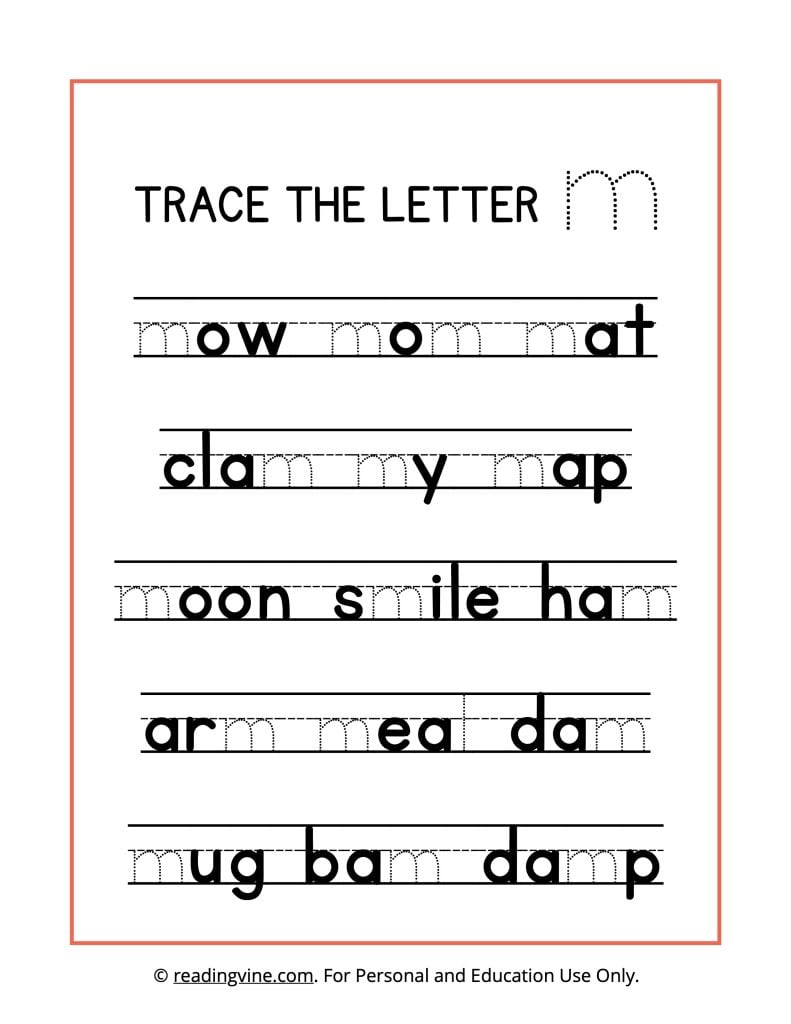 Trace the Letter M Printable Activity