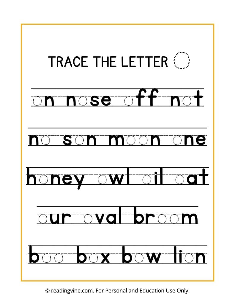Trace the Letter O Printable Worksheet