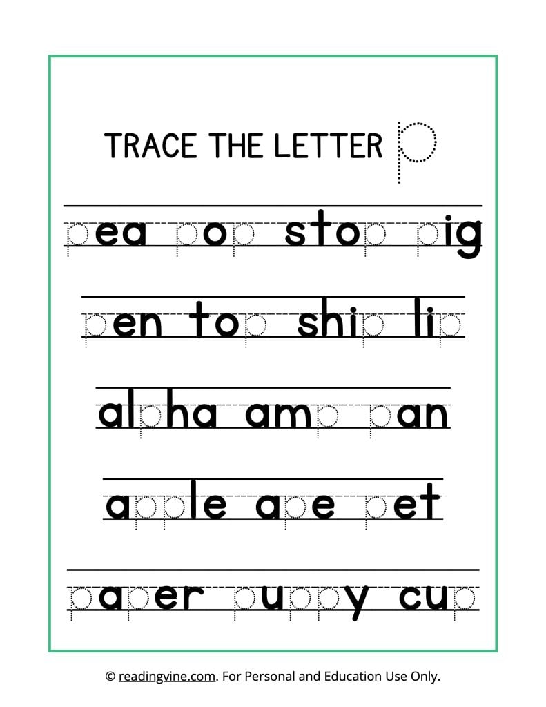 Trace the Letter P Printable Activity