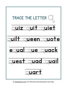 Trace the Letter Q Worksheet