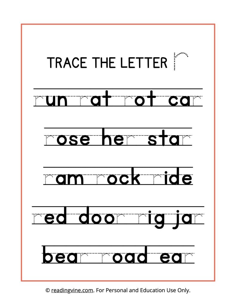Trace the Letter R Printable Activity