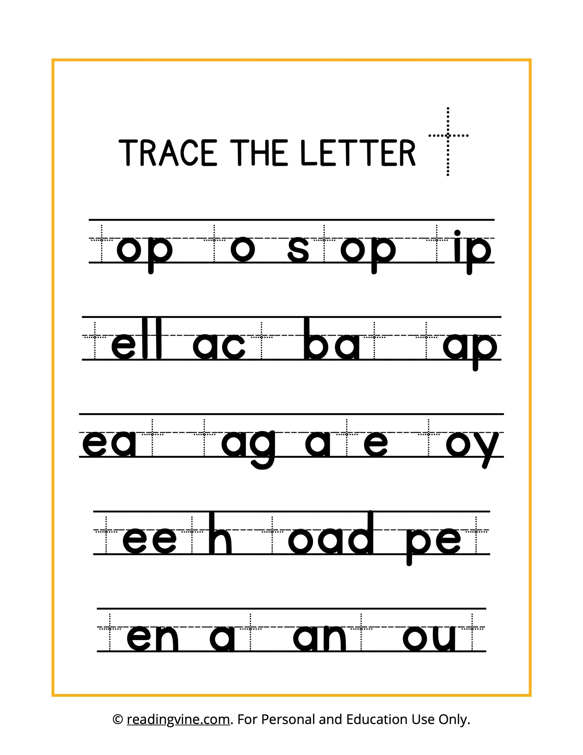 Trace the Letter T Worksheet