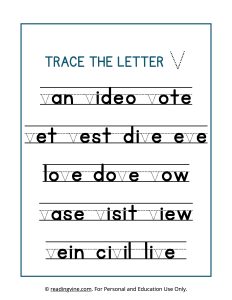 Trace the Letter V Worksheet
