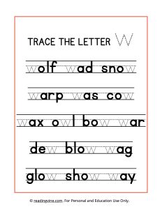 Trace the Letter W Worksheet
