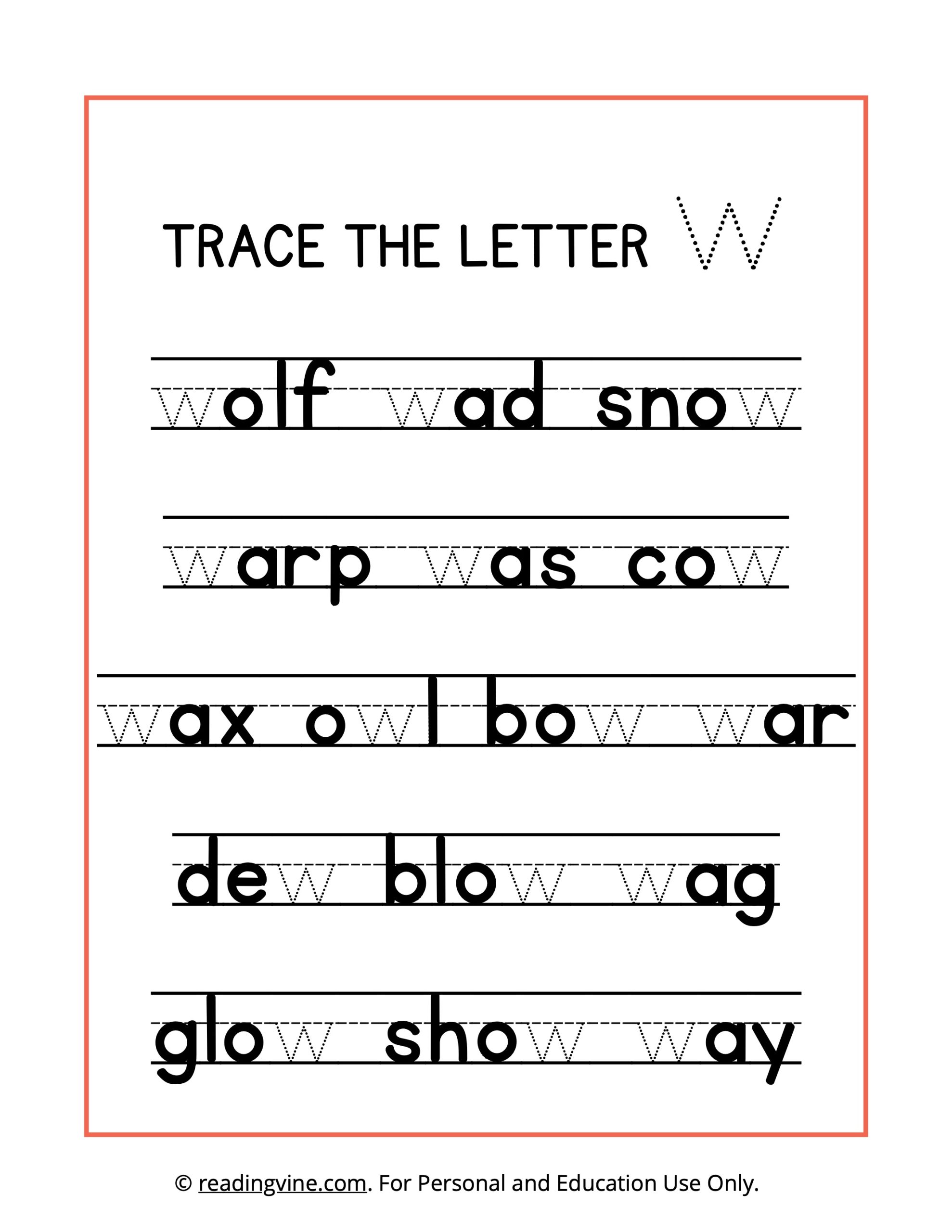 Trace the Letter W Worksheet