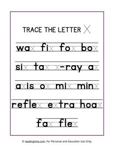 Trace the Letter X Worksheet