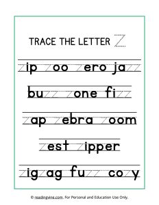 Trace the Letter Z Worksheet