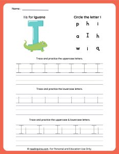 Tracing Uppercase and Lowercase Letter I Worksheet