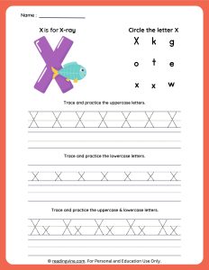 Tracing Uppercase and Lowercase Letter X Worksheet
