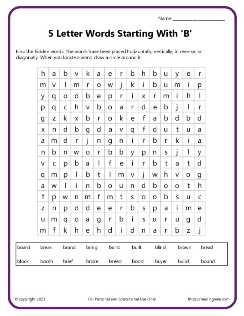 Word Search Activity 2
