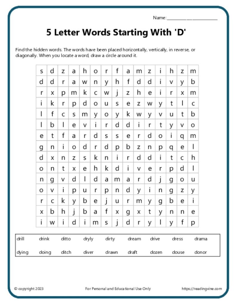 Word Search Activity 2