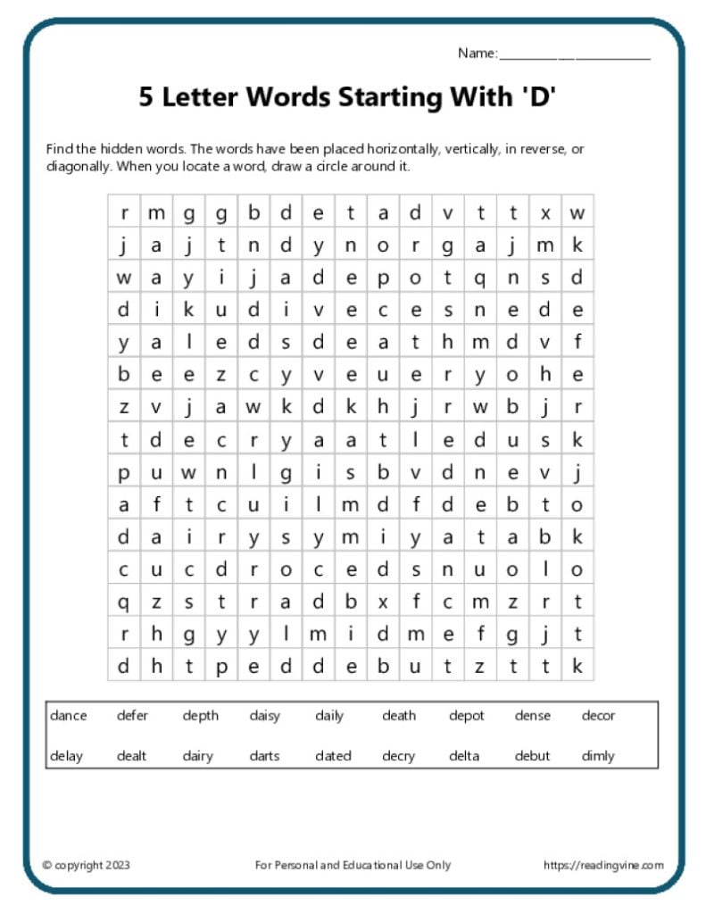 Word Search Activity 1