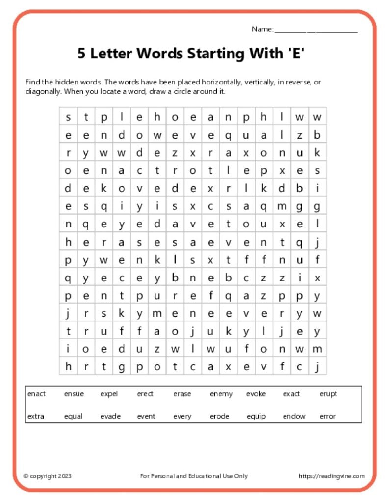 Word Search Activity 1
