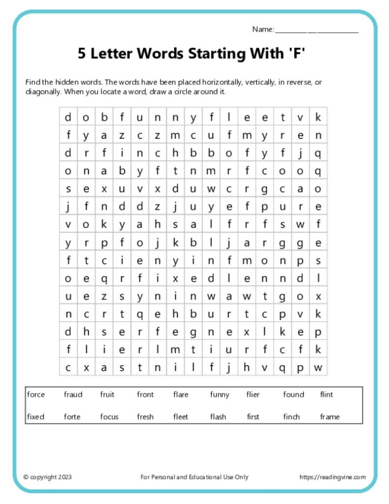 Word Search Activity 1