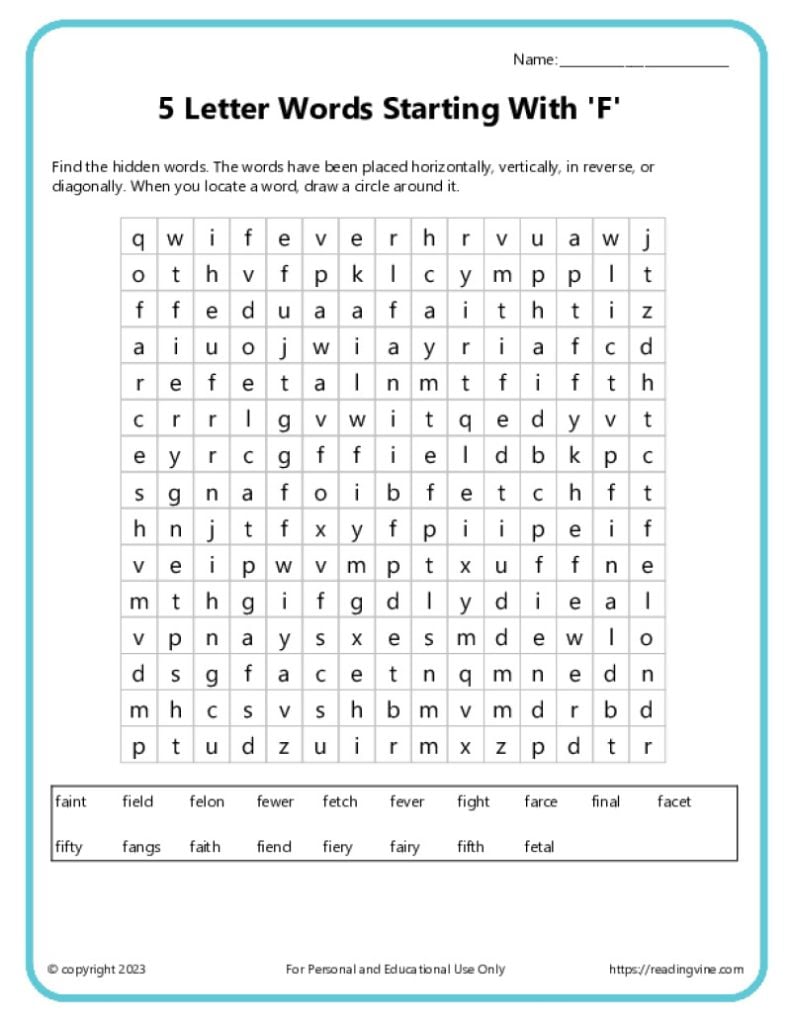 Word Search Activity 2