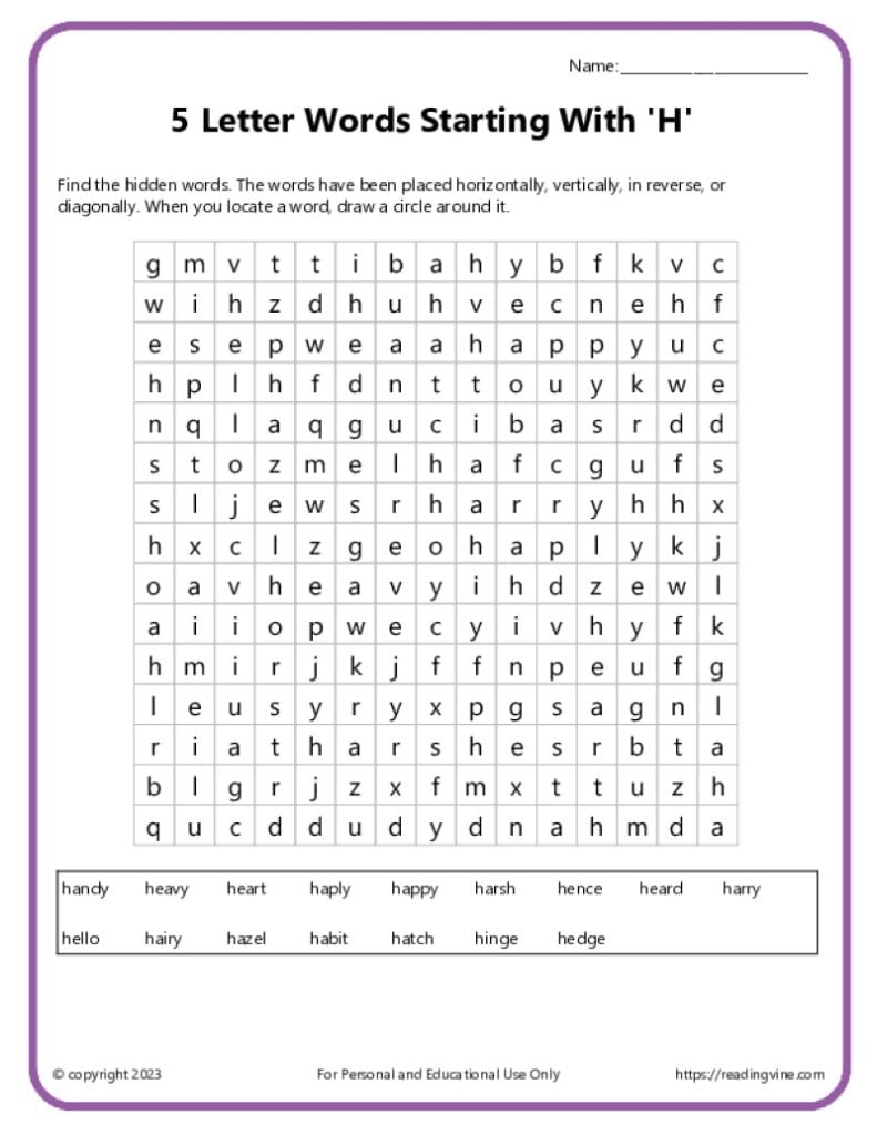 Word Search Activity 2