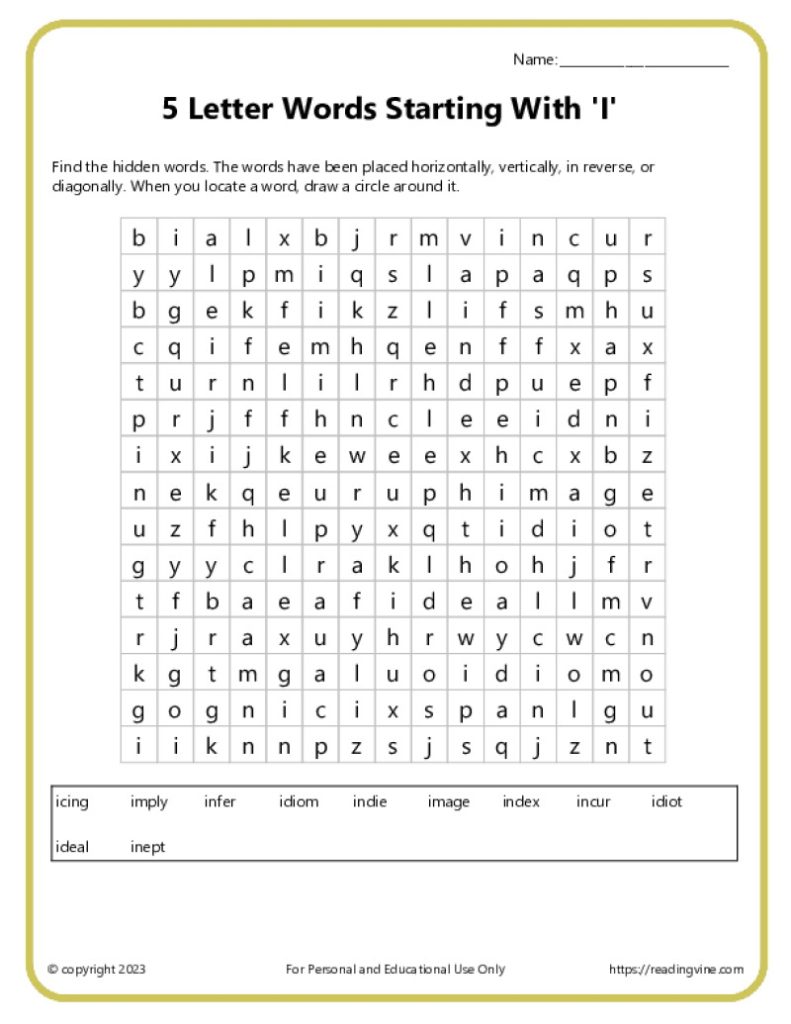 Word Search Activity 2