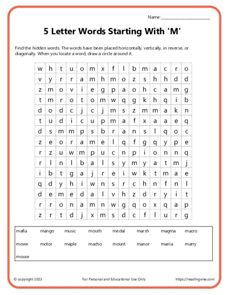 Word Search Activity 2