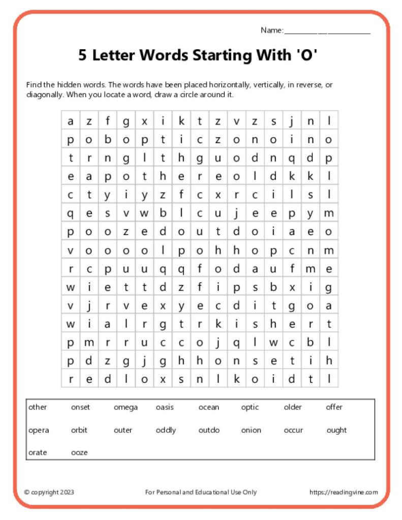 Word Search Activity