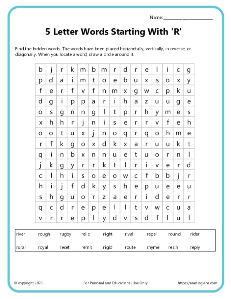 Word Search Actvity