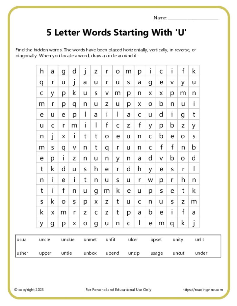 5 letter word starts with a 4th letter u