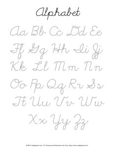 Cursive Alphabet Chart PDF - Upper Lower