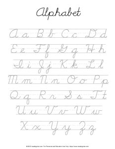 Cursive Alphabet Chart - Upper and Lower with Lines