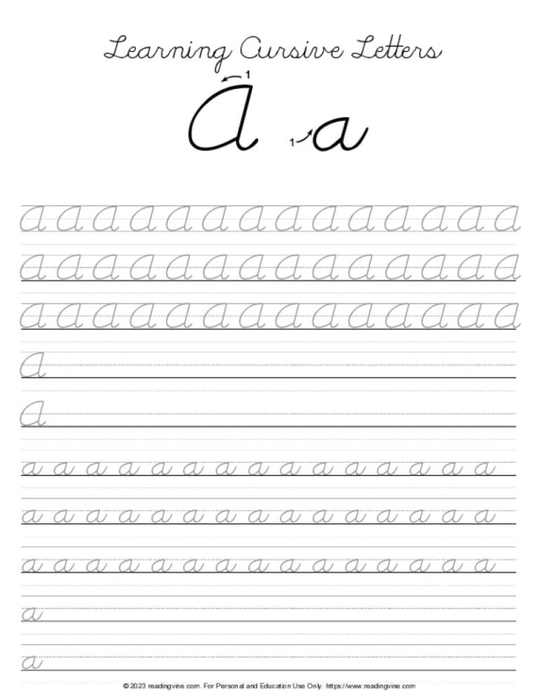 Cursive Alphabet Trace Sheet