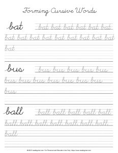 Forming Cursive Words with B