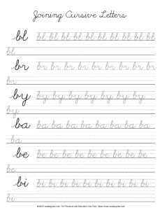 Joining Cursive Letters - B