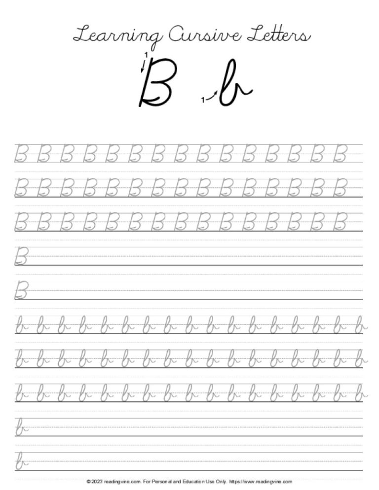 Cursive letter b tracing image readingvine